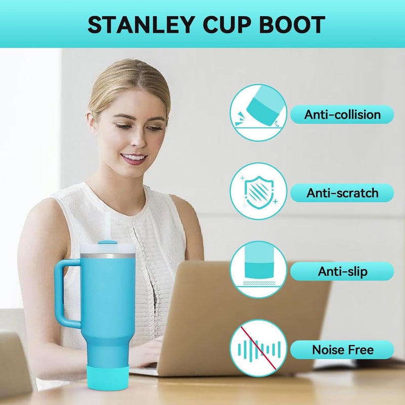 PICcircuit 2PCS for Stanley Boot, Silicone Bottom for Quencher Adventure 40oz 30oz IceFlow 20oz 30oz Bottle&for Hydroflask Tumbler 12-24oz for Stanley Cup Accessories Avoid Scratches&Noise - Image 5